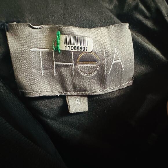 THEIA Women's Black Matte Mesh Cut Out Back Fitted Gown Maxi Dress Size 4 - Picture 11 of 16